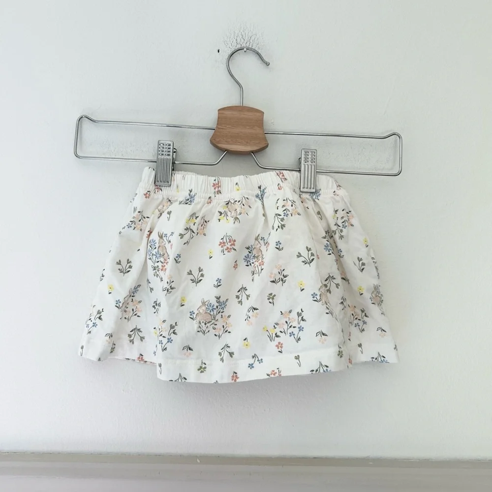 Carter's 24 Months Cotton White Floral Bunny Easter Elastic-Waist Skort